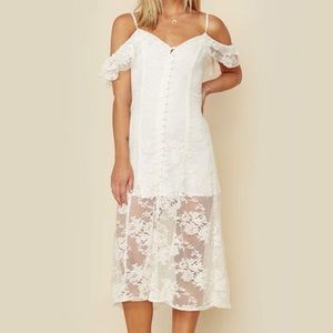 Majorelle White Oak Lace Dress in Ivory